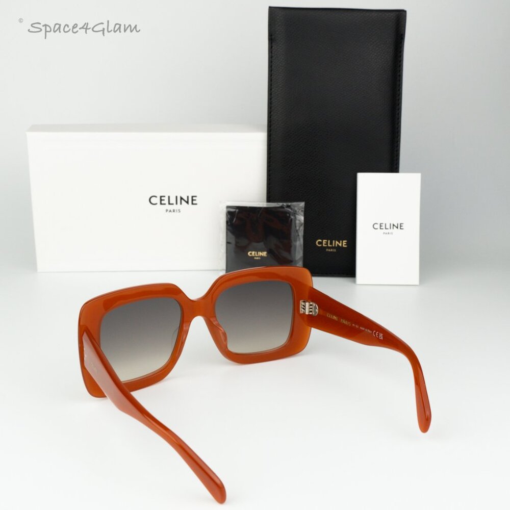 BRAND NEW Celine CL40263I 42F Shiny Orange Gradient Brown Geometric Sunglasses - Picture 8 of 8